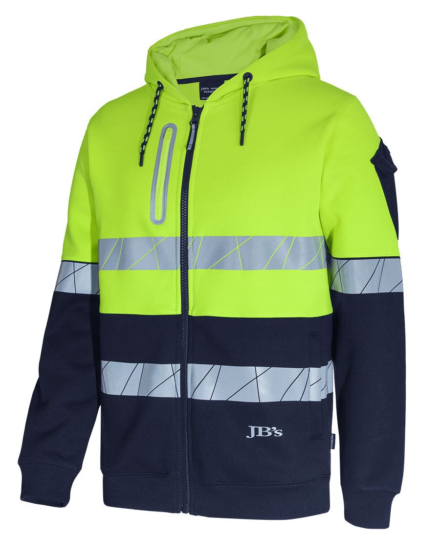 JB's 450g Hi Vis Full Zip Hoodie with Fragmented Tape 6DPFZ