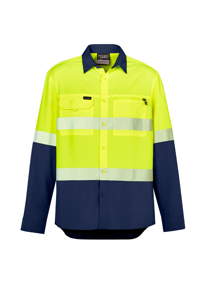 Mens Hi Vis Outdoor Segmented Tape L/S Shirt ZW470